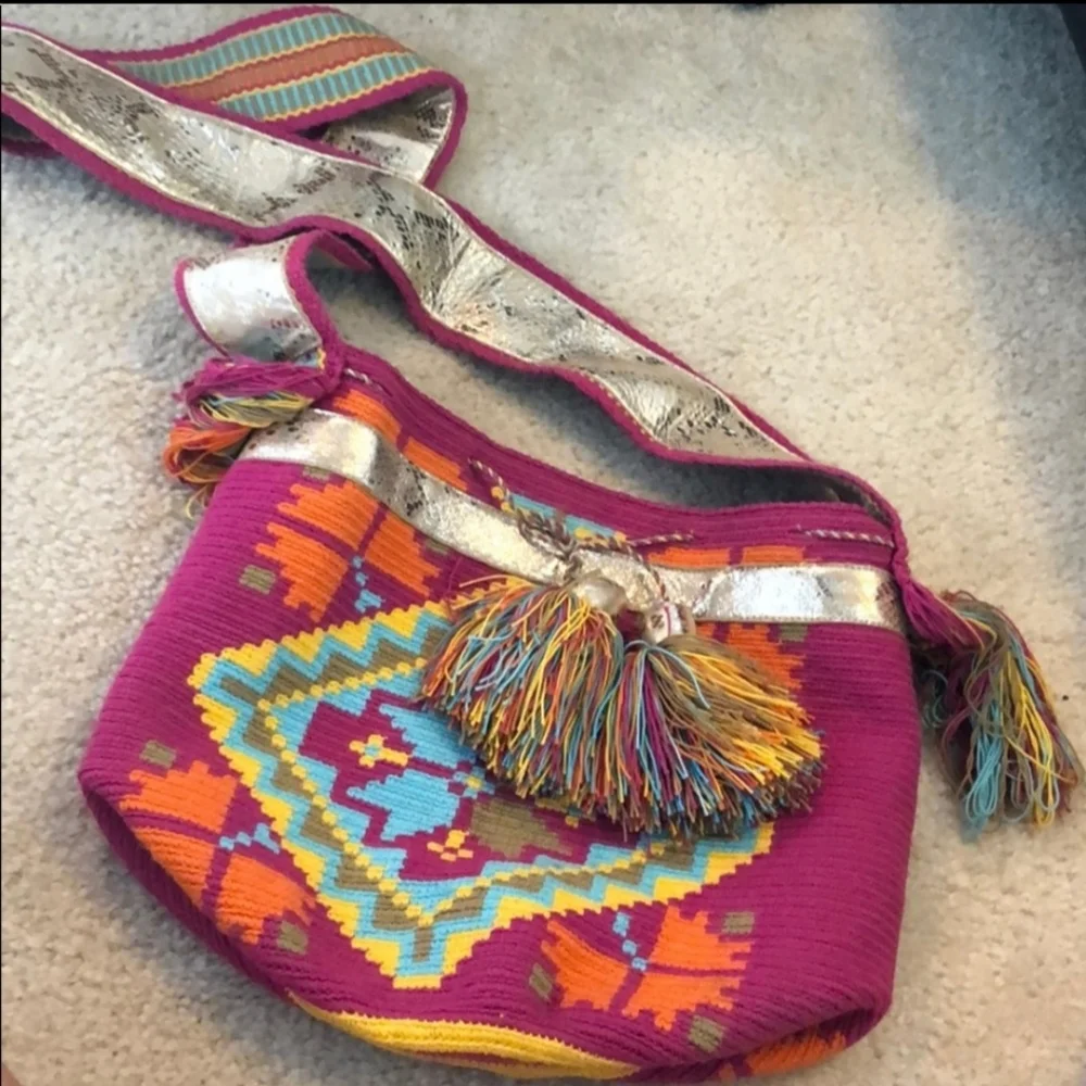 Handmade Colorful Festival Crossbody Bucket Bag – Boho Chic Travel Purse